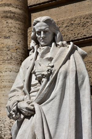 Giambattista Vico important italian philosopher of the 18th century marble statues in front of Rome Old Palace of Justiceのeditorial素材