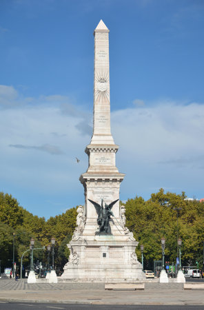 Monument to the Restorers, erected in 1886 in the center of Lisbon to celebrate the independence of Portugal from in Spain in the Restoration War (17th century)のeditorial素材
