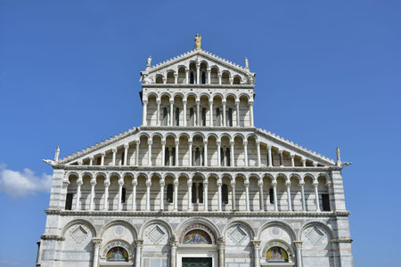 Wonderful facade of Pisa Cathedral, a model for pisan romanesque styleの写真素材