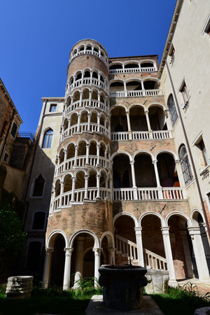 Venice, Italy "July 31, 2015: Scala Contarini del Bovolo, a beautiful renaissance spiral staircase in the center of Venice, one of the most famous tourist attraction in the cityのeditorial素材