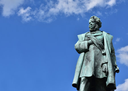 Bronze statue of Daniele Manin, italian patriot and President of Venice Republic during 1848 revolt against Austrian Empire, made by artist Borro in 1875のeditorial素材