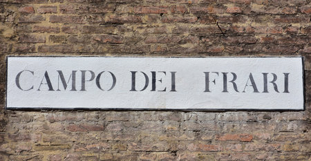 Campo dei Frari (Friars Square) traditional road sign in Veniceの写真素材