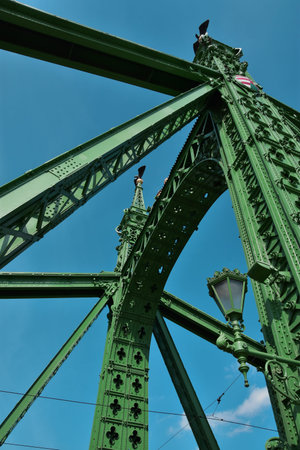 Liberty Bridge in Budapest, a sample of late 19th century engineeringの写真素材