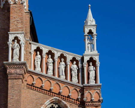 Beautiful gothic decoration of Santa Maria dell'Orto church in Venice (15th century)の写真素材