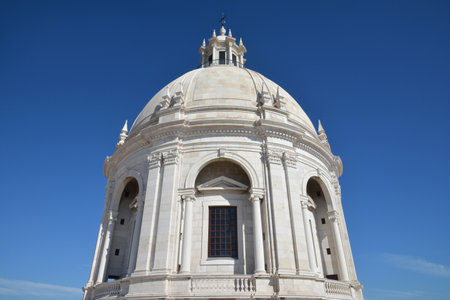 National Pantheon of Portugal beautiful white marble dome in Lisbon against blue skyのeditorial素材