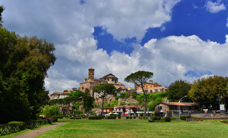 Sutri, Italy, May 10, 2017: Ancient medieval small town of Sutri along Old Cassia Way, near Romeのeditorial素材