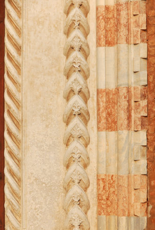 Detail of church portal in Venice, a transition from gothic to renaissance style (15th century)
