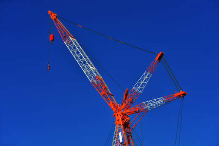 Mobile telescopic construction crane at workの写真素材
