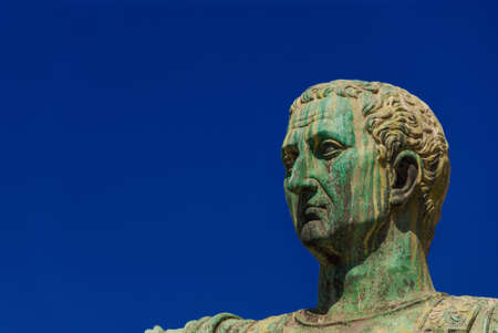 Caesar Augustus Nerva Emperor of Ancient Rome bronze statue in Imperial Forum (with copy space)の写真素材