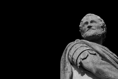 Vettor Pisani great admiral of the Republic of Venice in the Middle Ages. Statue erected in 1779 in Padua (Black and White with copy space)のeditorial素材