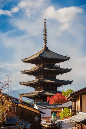 Kyoto, Japan, November 23, 2017: View of the famous Yasaka Pagoda in the city historic centerのeditorial素材