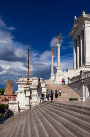 Rome, Italy, May 9, 2017: Tourists visit Victorian monument (Altar of Nation) panoramic terracesのeditorial素材
