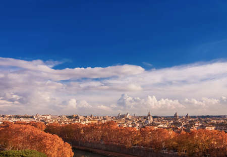 Rome historic center autumn or winter skyline view (with copy space above)の写真素材