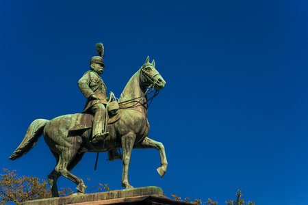 Tokyo, Japan, October 27, 2017: Prince Komatsu Akihito, Imperial Japanese Army general in Meiji Era. Bronze statue, erected in 1912 in Ueno Parkのeditorial素材