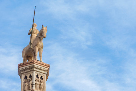 Verona, Italy, December 15, 2015: Scaliger Tombs in the historic center of Verona. Cansignorio funerary monument realized in gothic style in the 14th centuryのeditorial素材