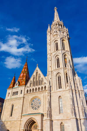 Saint Matthias Church completed in 19th century in an beautiful gothic style on the top of Castle Hillの写真素材