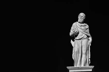 Girolamo Fracastoro (Fracastorius), a famous renaissance physician and scholar.Marble staute erected in 1559  in Signori Square, Verona (Black and White with copy space)の写真素材