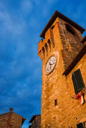 Passignano sul Trasimeno old clock tower, a city landmarkの写真素材