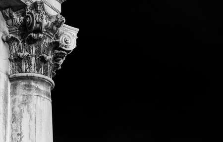 Classical architecture in Venice. Corinthian column and capital from Gesuati Church facade, erected in the 18th century (Black and White with copy space)の写真素材