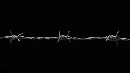 Imprisoned concept. Barbed wire strands as background (Black and White)の写真素材