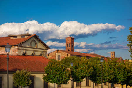 Lucca charming historical center with medieval towersの写真素材