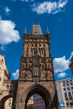 PRAGUE, CZECH REPUBLIC - JULY 12, 2022: Powder Tower in Prague, one of the oldest city gatesのeditorial素材
