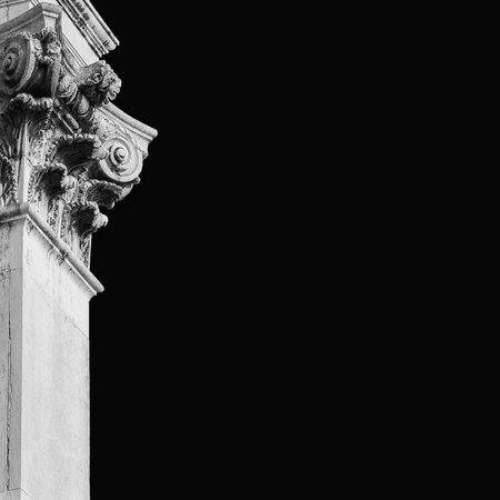 Classical architecture in Venice. Corinthian pillar and capital from Church of Gesuati facade,...