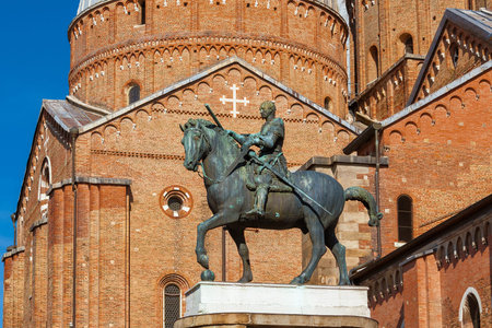 Gattamelata bronze equestrian statue in front of Basilica of Saint Anthony, in the historic center...