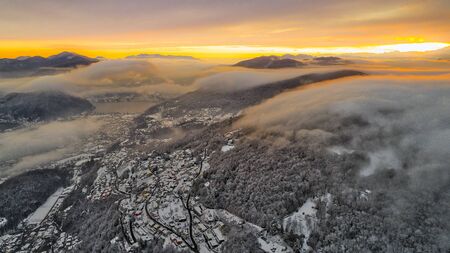 sunset from the Swiss mountainsの写真素材