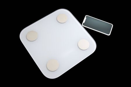 Smart weight scale and a smartphone with a neutral screen to add a mobile application. Smart body analyzer. Weight Measurement.の写真素材