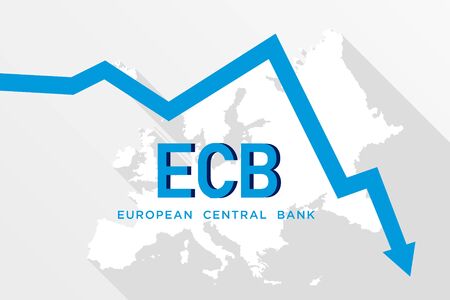 Initials of the European central bank with blue background. ECBの写真素材