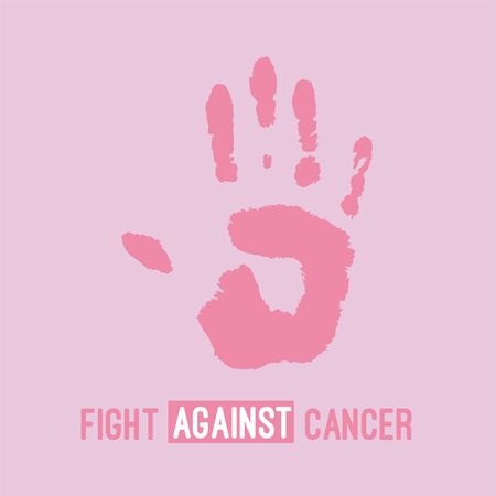 Fight against cancer with handprint. Vectorのイラスト素材