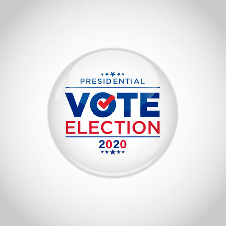 Vote on election day red, white and blue with stars circular poster or pin-back button
