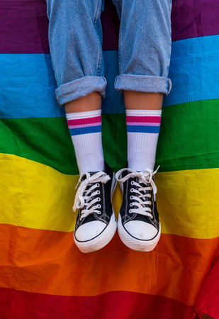 Young woman supporting gay rightsの写真素材