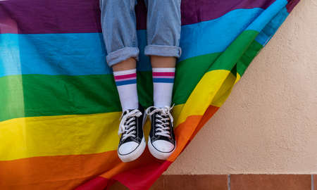 Young woman supporting gay rightsの写真素材