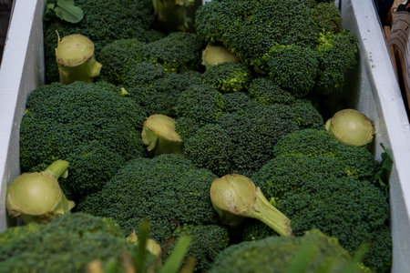 Colorful broccoli in a street market