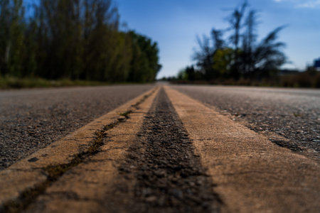 Lonely old road with perspective