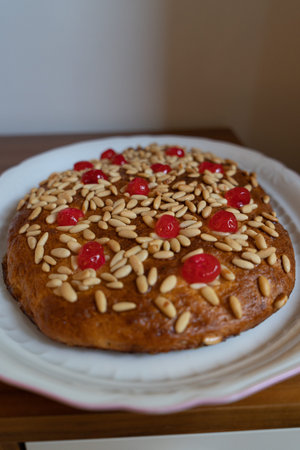 Traditional pinions biscuit during Saint John festivity in Cataloniaの写真素材
