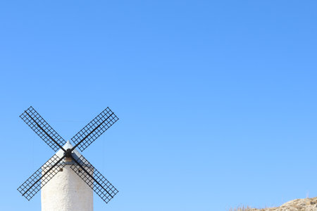 Isolated Don Quixote's windmill of Consuegra in Toledo. Representative picture in the area of "La Mancha"の写真素材