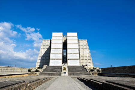 Santo Domingo, Dominican Republic - January 30, 2016: Exterior view of Christopher Columbus Lighthouse in blue sky, west zone of Santo Domingo, Dominican Republic.のeditorial素材