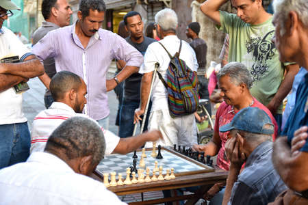 Men playing chess in Conde Street. Santo Domingo, Dominican Republic.のeditorial素材