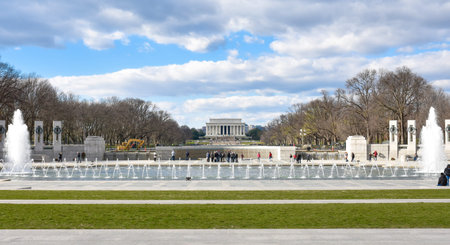 Panoramic view of the World War II Memorial. Washington DC, USA.