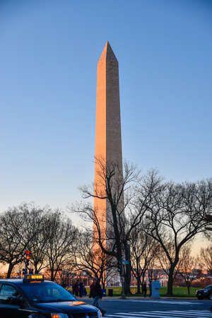 Washington DC, USA. View of Washington Monument in the evening.のeditorial素材