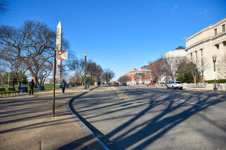 Washington DC, USA. Street view and life of Washington city near Capitol, Washington Monument and Holocaust Memorial Museum.のeditorial素材