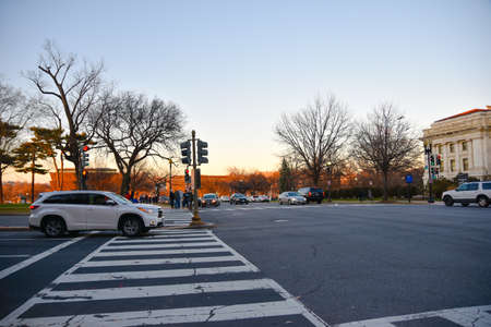 Washington DC, USA. Street view and life of Washington city near Capitol, Washington Monument and Holocaust Memorial Museum.のeditorial素材