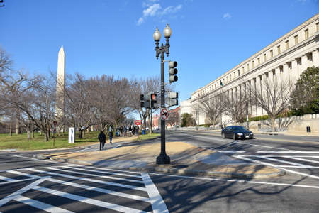 Washington DC, USA. Street view and life of Washington city near Capitol, Washington Monument and Holocaust Memorial Museum.のeditorial素材