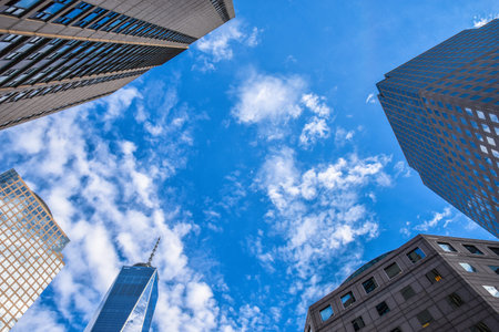 New York, USA. View of One World Trade Center (Freedom Tower) and other building.