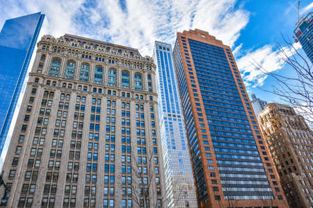 New York, USA Manhattan. View of buildings along the Hudson River Greenway.のeditorial素材