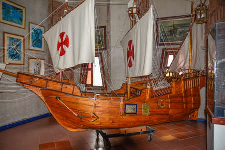 SANTO DOMINGO, DOMINICAN REPUBLIC - JANUARY 30, 2016: Columbus' ships reproduction. Museum inside the Lighthouse of Christopher Columbus.のeditorial素材