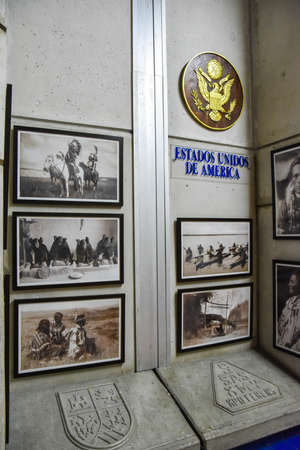 SANTO DOMINGO, DOMINICAN REPUBLIC - JANUARY 30, 2016: USA Stand. Museum inside the Lighthouse of Christopher Columbus.のeditorial素材
